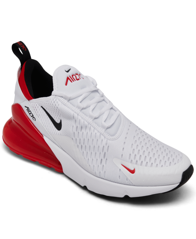 Nike Men's Air Max 270 Casual Sneakers From Finish Line In White,universityred,black