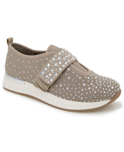 Kenneth Cole Reaction Women's Cameron Jeweled Adjustable Closure Sneakers In Natural