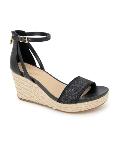 Kenneth Cole Reaction Women's Colton Espadrille Wedge Sandals In Black Raffia