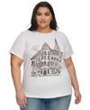 KARL LAGERFELD PLUS SIZE CITY SCENE STUD-TRIM T-SHIRT, FIRST@MACY'S