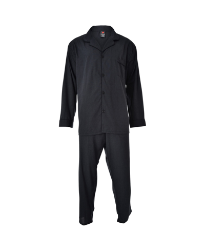 Hanes Platinum Hanes Men's Big And Tall Cvc Broadcloth Pajama Set In Black