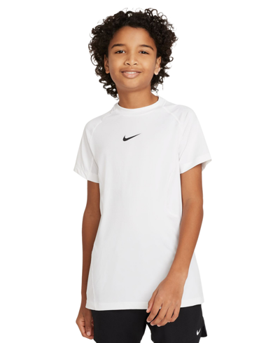 Nike Kids' Big Boys Pro Dri-fit Stretch Performance T-shirt In White