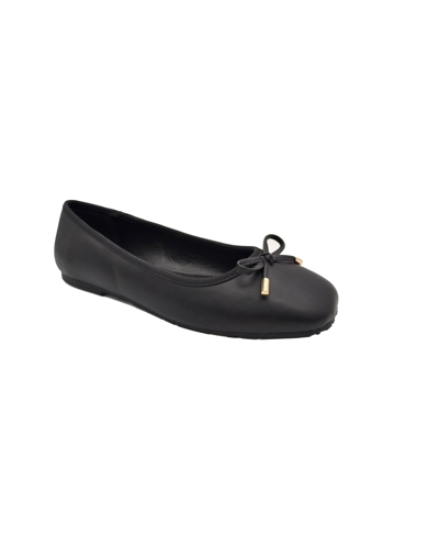 Kenneth Cole Reaction Womens Faux Leather Slip On Ballet Flats In Black