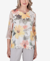 ALFRED DUNNER WOMEN'S CHARLESTON WATERCOLOR FLORAL MESH TOP