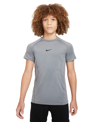 Nike Big Boys Pro Dri-fit Stretch Performance T-shirt In Smoke Grey,white