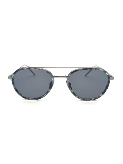 Thom Browne Oval Frame Sunglasses In Dark Grey