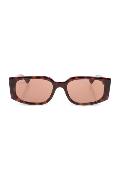 Gucci Rectangle Frame Sunglasses In Brown
