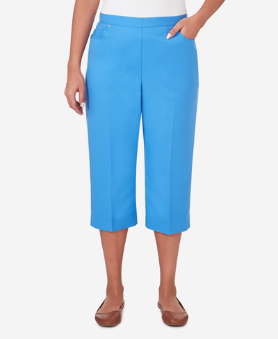 Alfred Dunner Petite Paradise Island Twill Capri Pants In Periwinkle