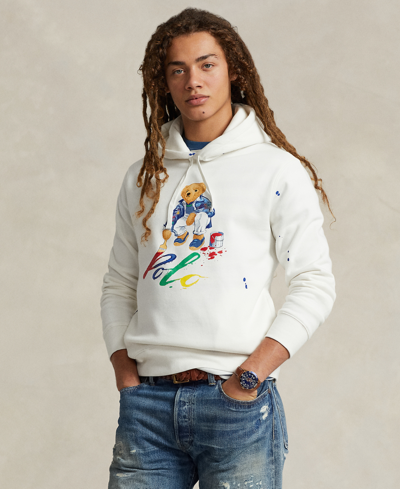 POLO RALPH LAUREN MEN'S FLEECE POLO BEAR PAINT SPLATTER HOODIE