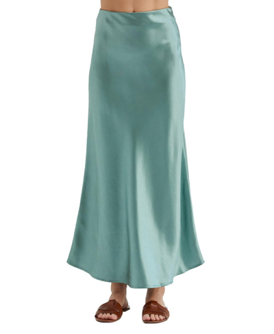 Crescent Davina Satin Maxi Skirt In Blue