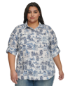 KARL LAGERFELD PLUS SIZE WHIMSICAL WOVEN SHIRT, FIRST@MACY'S