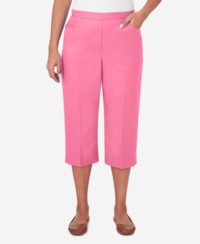 Alfred Dunner Plus Size Paradise Island Twill Capri Pants In Peony