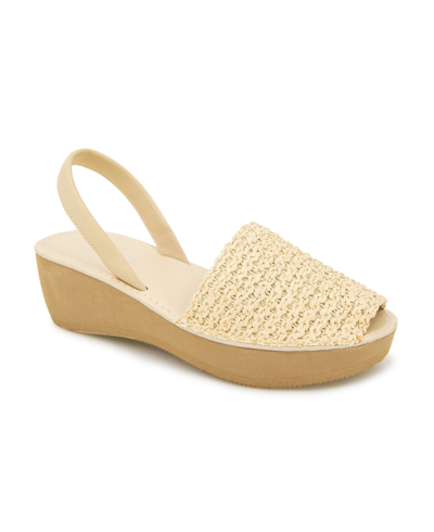 Kenneth Cole Reaction Women's Fine Glass Weave Two-piece Wedge Sandals In Natural