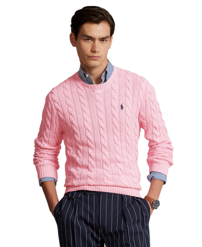 Polo Ralph Lauren Men's Cable-knit Cotton Sweater In Carmel Pink