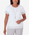 ALFRED DUNNER WOMEN'S CHARLESTON LACE BORDER DETAILS WITH DETACHABLE NECKLACE T-SHIRT