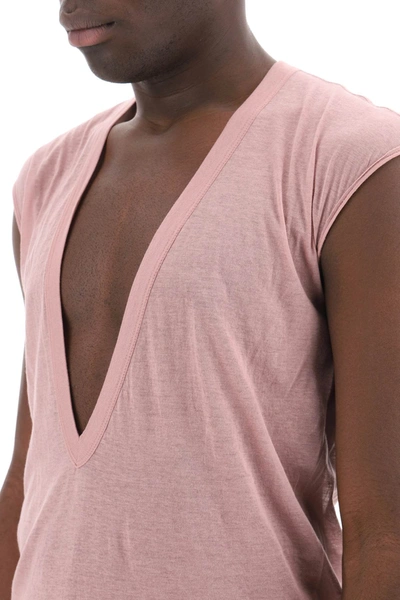 Rick Owens Maxi T Shirt 'dylan' Con Scollo A V In Pink