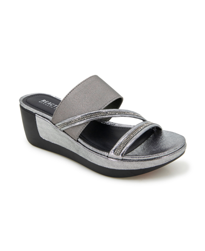 Kenneth Cole Reaction Women's Paula Platform Wedge Sandals In Pewter