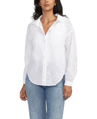 Jag Women's Relaxed Button-down Shirt In White