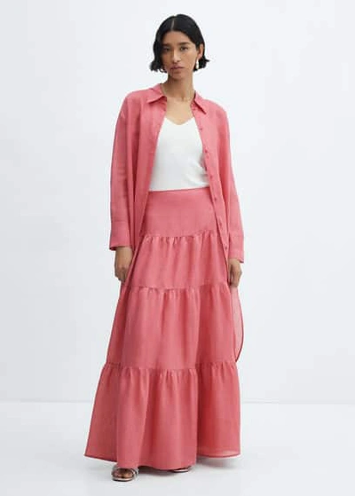 Mango Ramie Maxi-skirt Bubblegum Pink