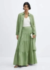 Mango Ramie Maxi-skirt Medium Brown In Medium Brown