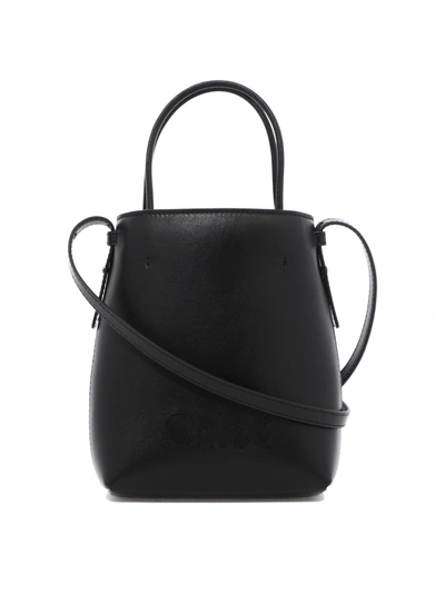 Chloé Sense Micro Leather Bucket Bag In Black