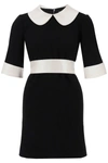 Dolce & Gabbana Peter Pan-collar Short-sleeve Belted Crepe Mini Dress