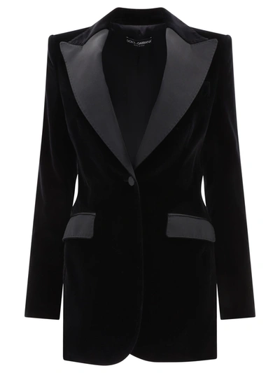 Dolce & Gabbana Velvet Single-breasted Turlington Tuxedo Jacket In Black