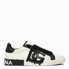 DOLCE & GABBANA DOLCE&GABBANA PORTOFINO VINTAGE WHITE/BLACK LEATHER TRAINER