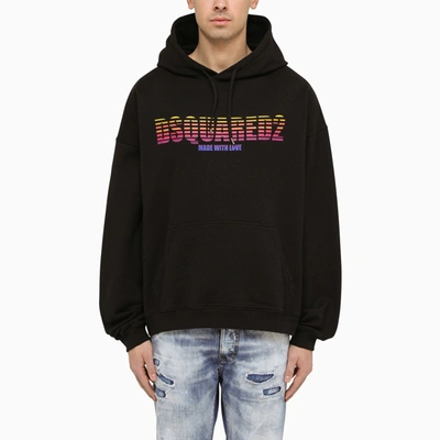 DSQUARED2 DSQUARED2 BLACK LOGOED HOODIE