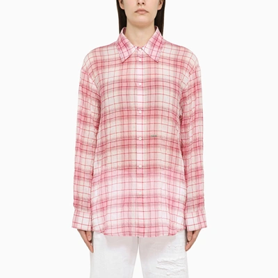 DSQUARED2 DSQUARED2 WHITE/PINK CHECKED COTTON SHIRT