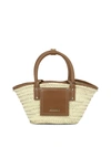 Jacquemus The Small Soli Basket In Brown Leather And Straw