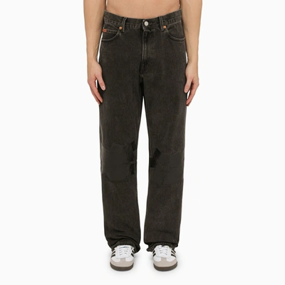 MARTINE ROSE MARTINE ROSE BLACK DENIM JEANS WITH TAPE AT THE KNEES