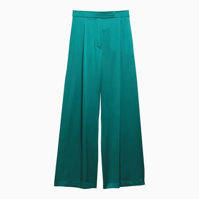 Max Mara Pianoforte Green Silk Wide Trousers