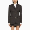 Off-white Grey Single-breasted Pinstripe Jacket In Wool Blend