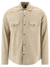 Tagliatore Suede-leather Button-down Shirt Jacket In White