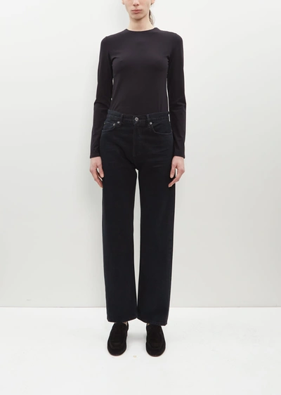 Agolde 90's Pinch Waist High Rise Straight Jeans In Black Tea In Crushed Marble Black