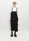 Y's Square-neck Wool Dress In Black
