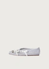 Simone Rocha Silver Bell Charm Crochet Ballerina Flats In Silver/ivory/pearl