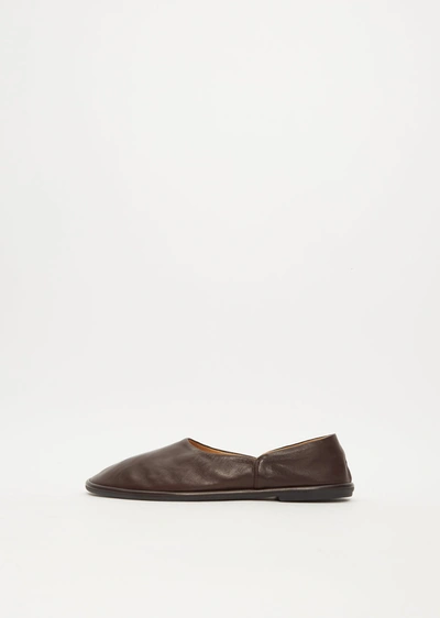 The Row Canal Leather Flats In Dark Brown