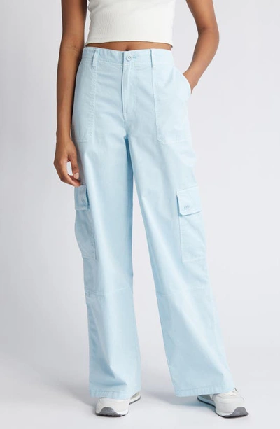 Bp. Twill Wide Leg Cargo Trousers In Blue Omphalodes