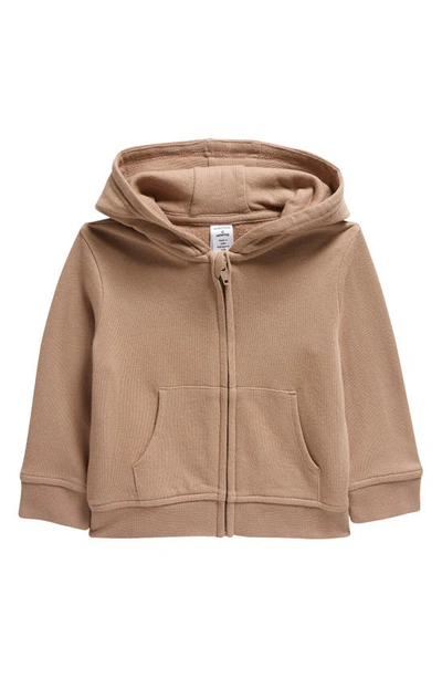 Nordstrom Babies' Everyday Cotton Knit Zip-up Hoodie In Tan Stucco