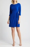 Tahari Asl Side Tie Long Sleeve Dress In Cobalt