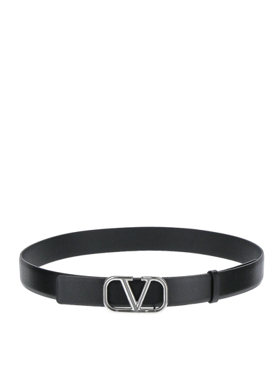 Valentino Garavani Logo Belt In Black