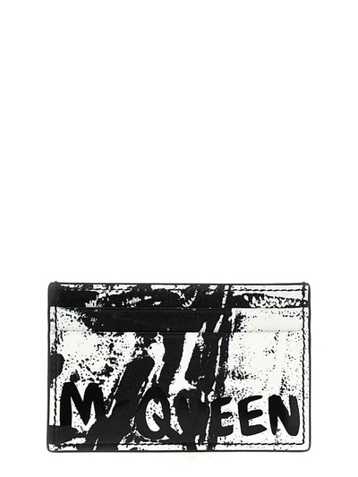 Alexander Mcqueen 'graffiti Mcqueen' Card Holder In White/black