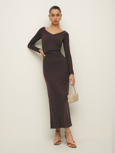 santana knit dress vintage Adolfo rust Santana knit sweater maxi dress 70s  hong kong vintage