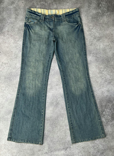 Pre-owned Vintage Japanese Washed Flare Jeans In Blue