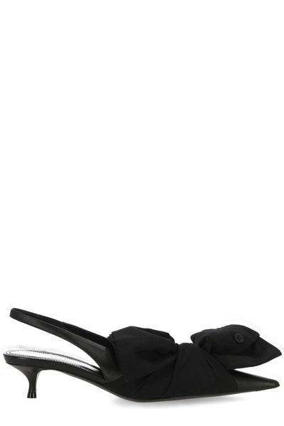 Balenciaga Bow Detailed Slingback Pumps In Black