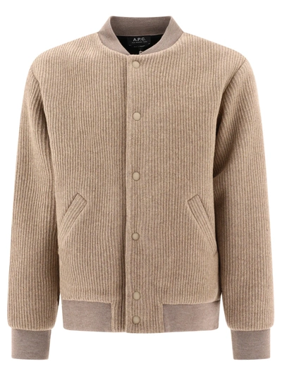 A.p.c. Knitted Bomber Jacket In Neutrals