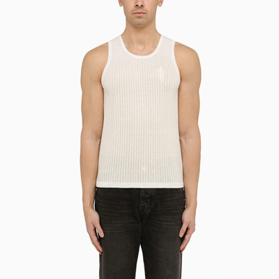 AMIRI AMIRI BEIGE COTTON AND LINEN TANK TOP