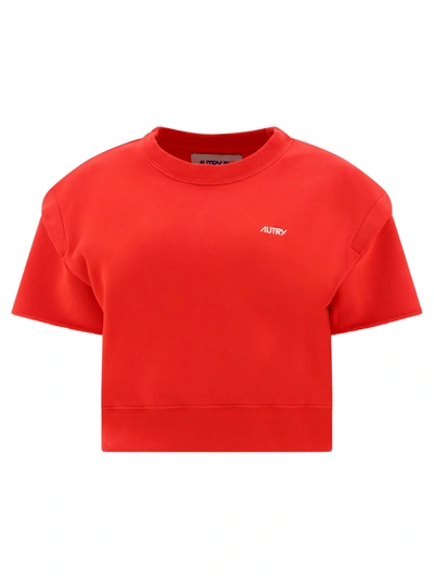 Autry Logo Crew Neck Short Sleeve Ribbed Hem T-shirt In Red